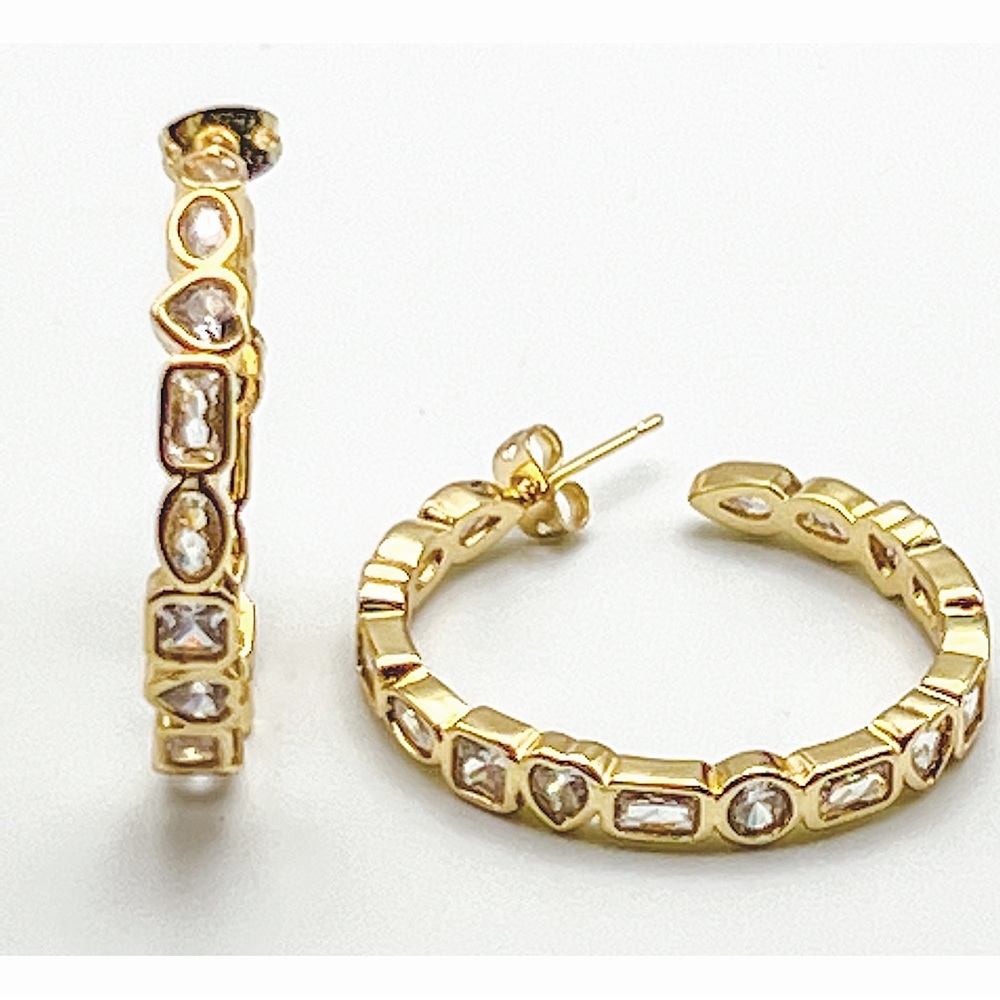Diamond Hoop Earrings Golden plated